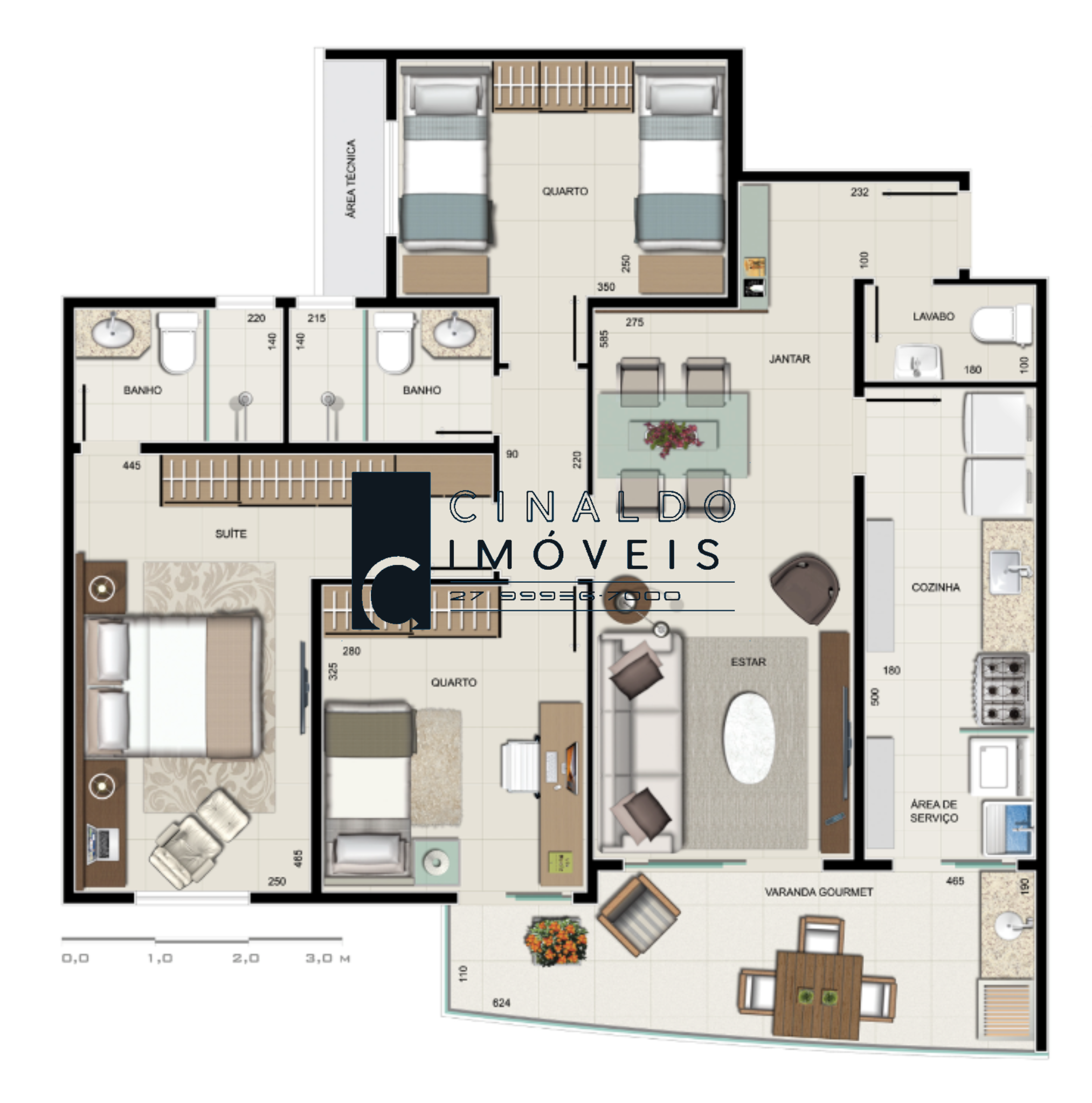 Apartamento 3 quartos no Três Barras