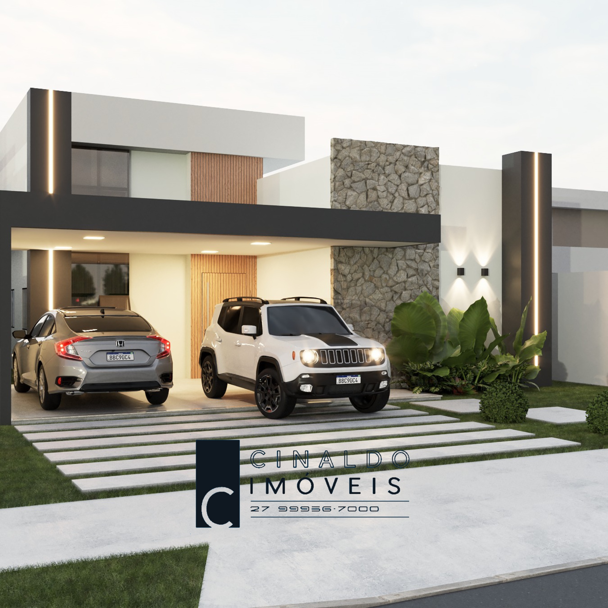 Casa linear alto padrão em construção no Alphaville Linhares